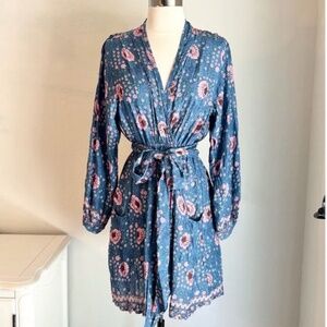 Natalie Martin Nico Long Sleeve Mini Dress Long Sleeves Vintage Flowers Azure XS
